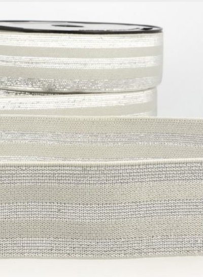 grey and silver striped - deluxe - elastic 40 mm