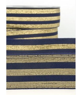 gold and navy blue striped - deluxe - elastic 40 mm