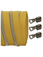 coil zipper mustard with antique brass spiral #5 (excl. zip pullers)