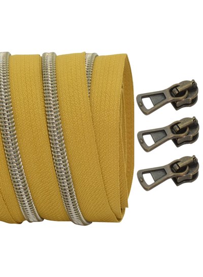 coil zipper mustard with antique brass spiral #5 (excl. zip pullers)