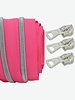 coil zipper clear fuchsia with silver coil #5 (excl. zipper pullers)