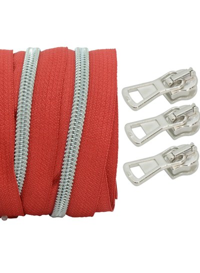 spiral zipper red with silver spiral #5 (excl. zip pullers)