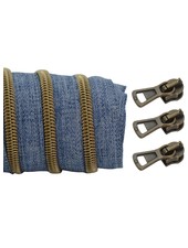 spiral zipper denim with antique brass spiral #5 (excl. zipper pullers)