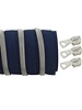 spiraalrits donkerblauw - mat zilver 100 cm inclusief 3 schuivers