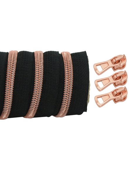 spiral zipper black - rose gold 100 cm #5 (excl. zipper pullers)