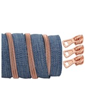 SBM spiral zipper denim with rose gold spiral #5 (excl. zipper pullers)