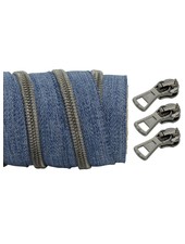 SBM denim spiral zipper with gun metal spiral #5 (excl. zip pullers)