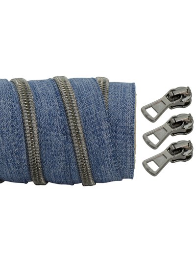 SBM denim spiral zipper with gun metal spiral #5 (excl. zip pullers)