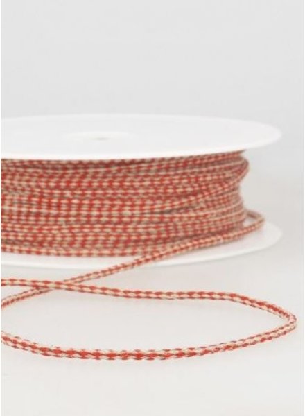 gespikkeld linnen touwtje 3 mm - rood kleur 8