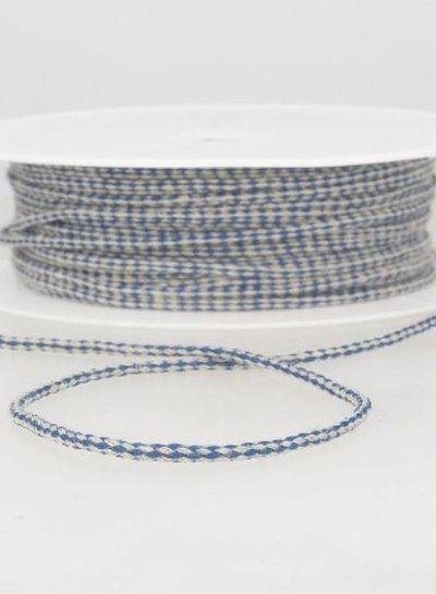 gespikkeld linnen touwtje 3 mm - kobalt kleur 24