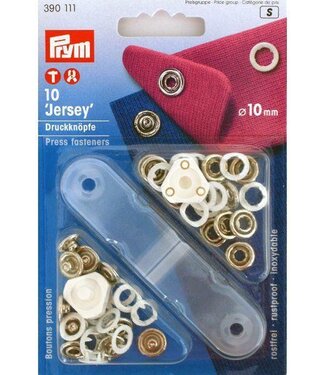 Prym jersey drukknopen, open ring, 10mm, wit