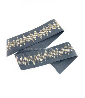 elastic waist band DELUXE studs grey 50mm