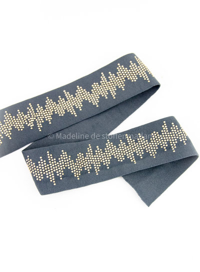 elastic waist band DELUXE studs grey 50mm