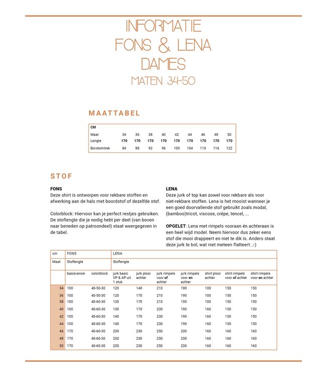 Wisj patterns Fons en Lena voor dames