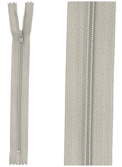 close end zipper -  light grey color 181