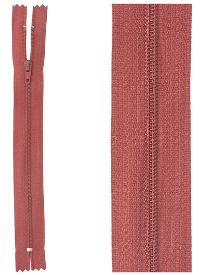 close end zipper - dark red color 520