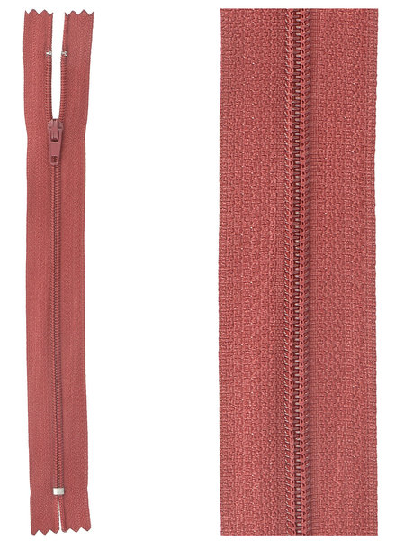 close end zipper - dark red color 520