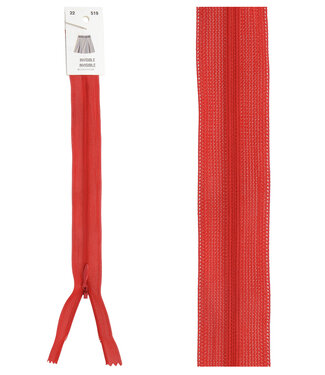 invisible zipper - red color 519