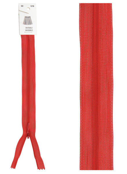 invisible zipper - red color 519