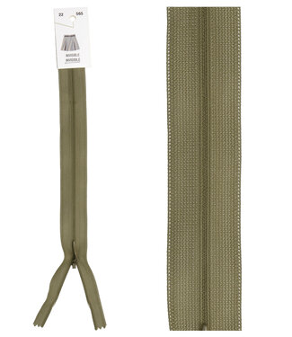 invisible zipper - khaki green  color 519