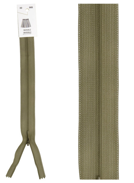 invisible zipper - khaki green  color 519