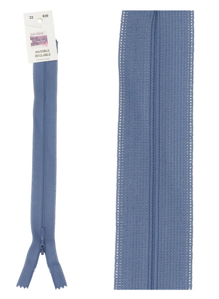 invisible zipper - denim blue color 839