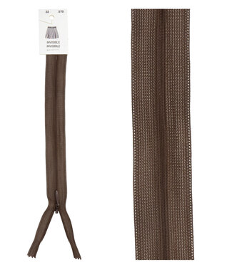 invisible zipper - dark brown color 570