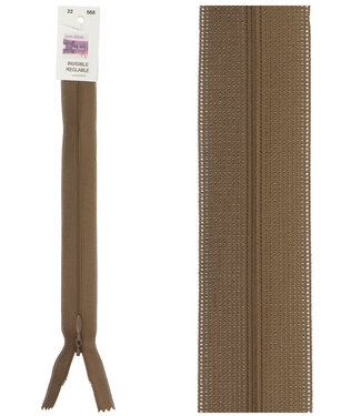 invisible zipper - brown color 568
