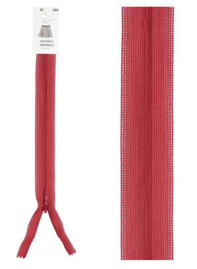 invisible zipper - dark red color 520