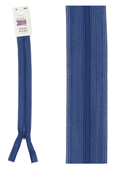 naadrits / blinde rits -  kobaltblauw kleur 558