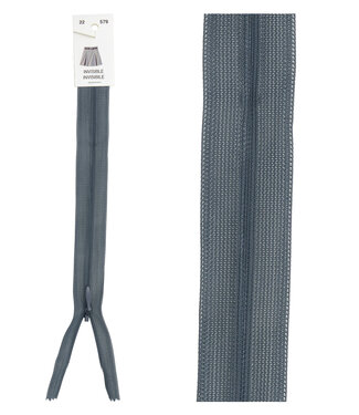 invisible zipper -  grey blue color 579