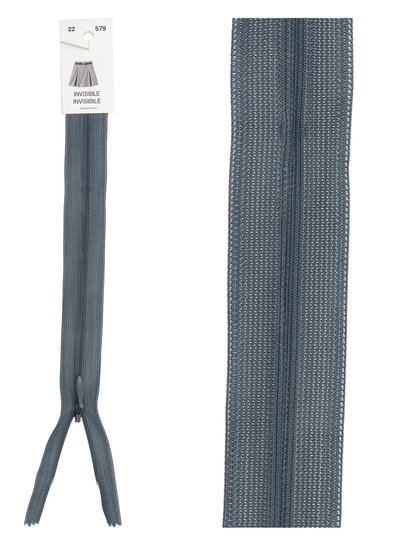 invisible zipper -  grey blue color 579