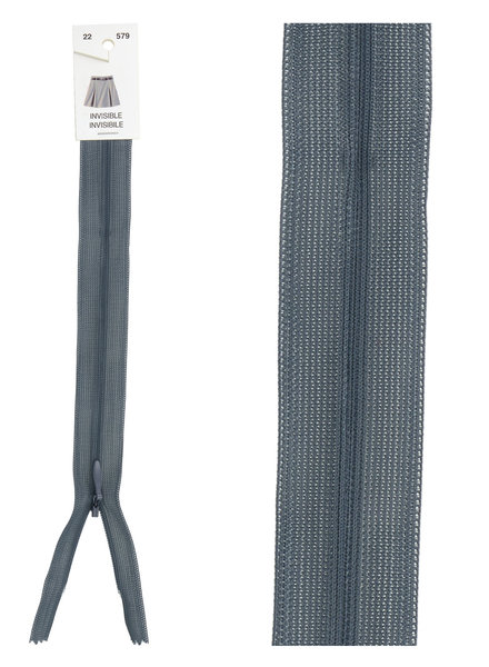 invisible zipper -  grey blue color 579