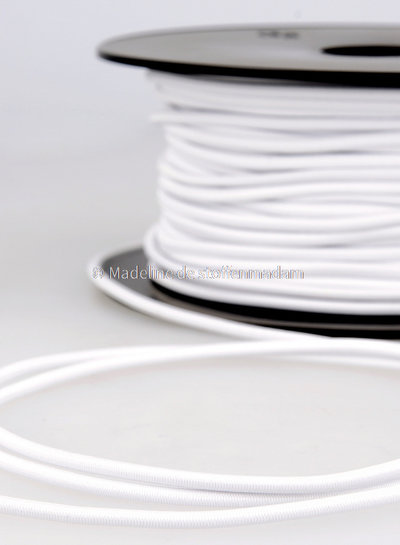 white - round rayon elastic 3mm