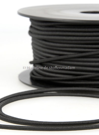 black - round rayon elastic 3mm