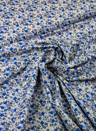 M. 007 royal blue flowers - liberty look - cotton lawn