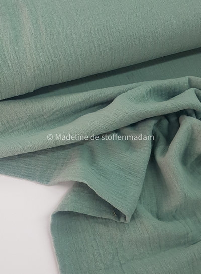 M. linen cotton mix double gauze / plain tetra - mint