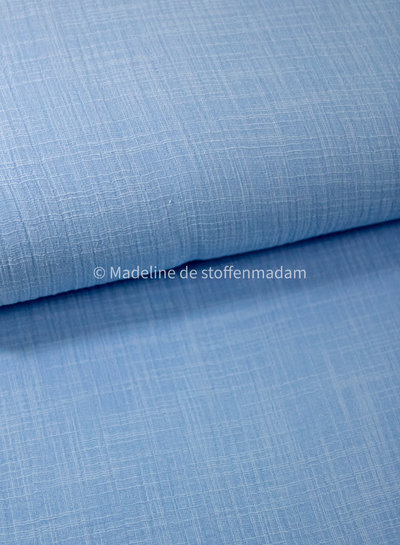 M. linen cotton mix double gauze / plain tetra - blue