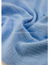 M. linen cotton mix double gauze / plain tetra - blue