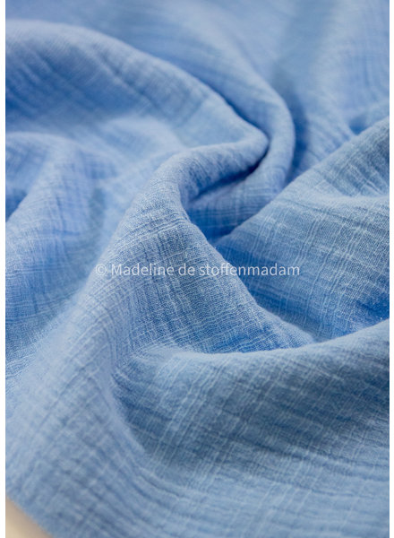 M. linen cotton mix double gauze / plain tetra - blue