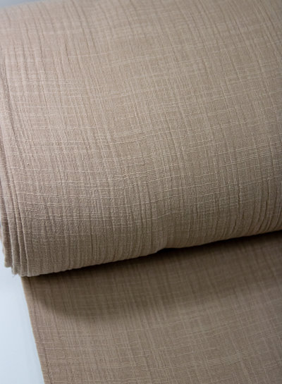 linen cotton mix double gauze / plain tetra - sand