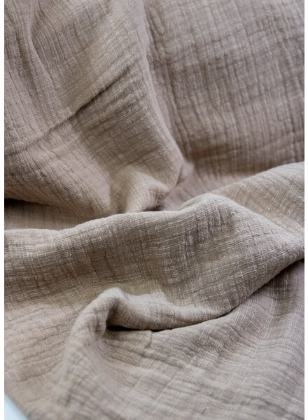 linen cotton mix double gauze / plain tetra - sand