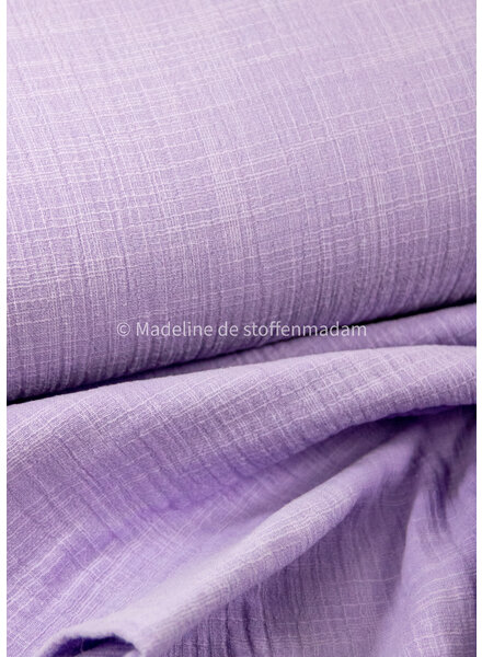 linnen katoen mix double gauze / effen tetra - lila