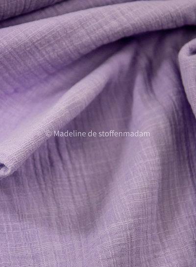 linen cotton mix double gauze / plain tetra - lilac
