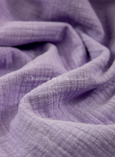 linen cotton mix double gauze / plain tetra - lilac