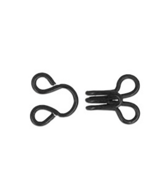 Hook and eye - black - 12 pieces