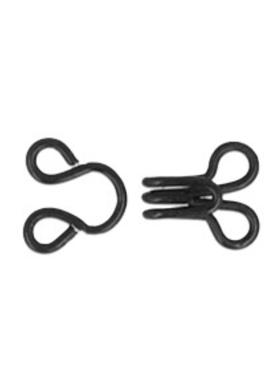 Hook and eye - black - 12 pieces