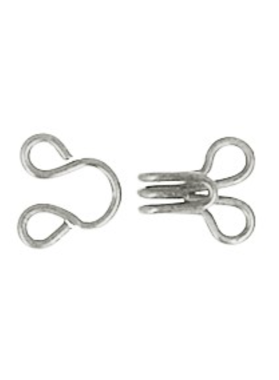 Hook and eye - nickel - 12 pieces