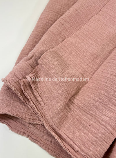 M. linen cotton mix double gauze / plain tetra - old pink 820