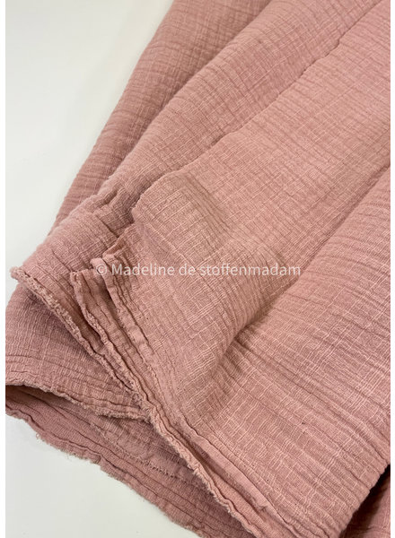 M. linen cotton mix double gauze / plain tetra - old pink 820